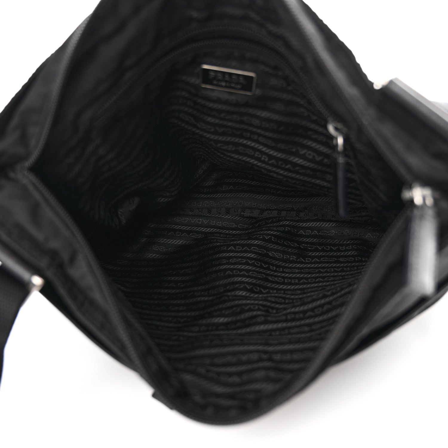 Prada Nylon Vela Flat Messenger Bag Black 5 of 9