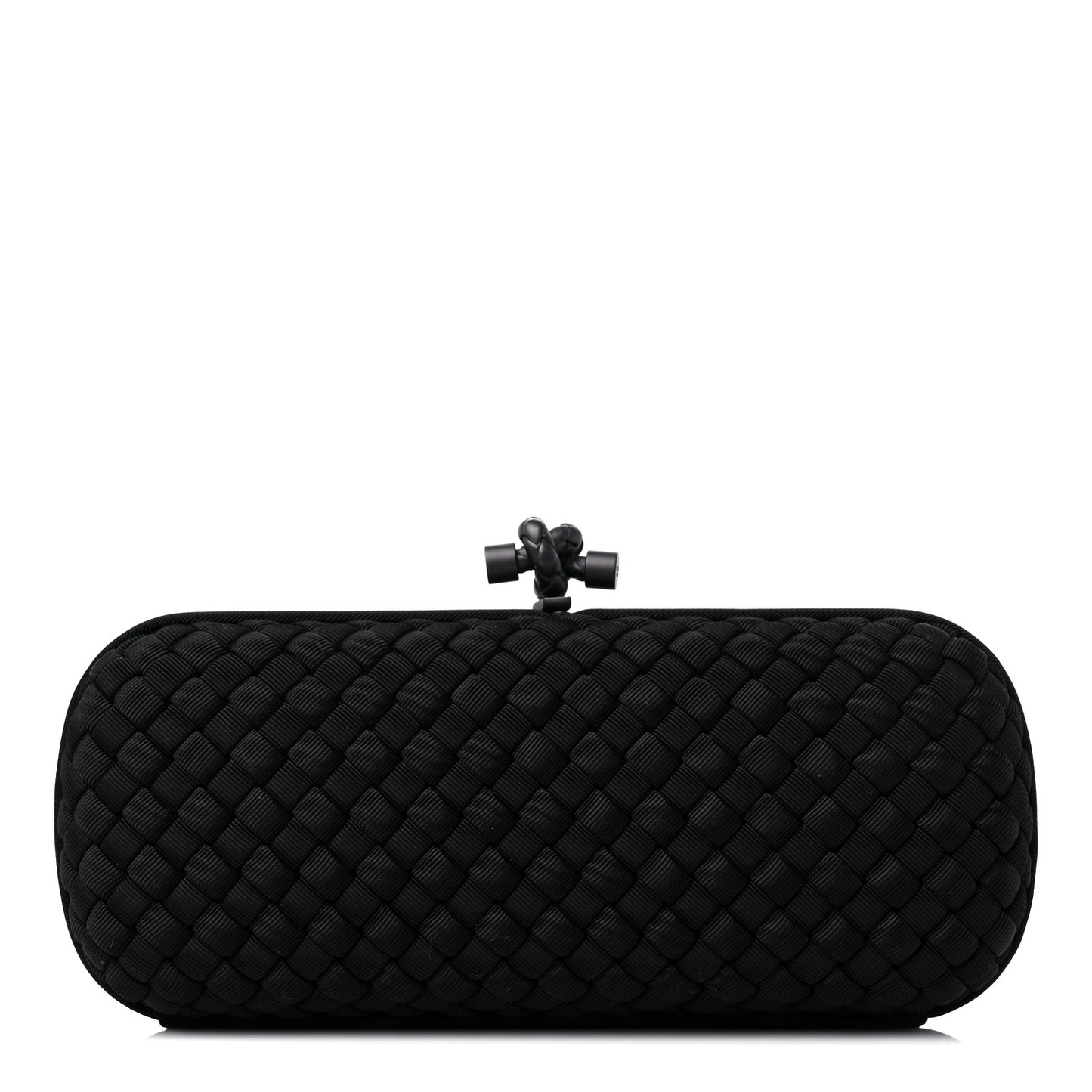 Silk Faille Intrecciato Knot Clutch Black