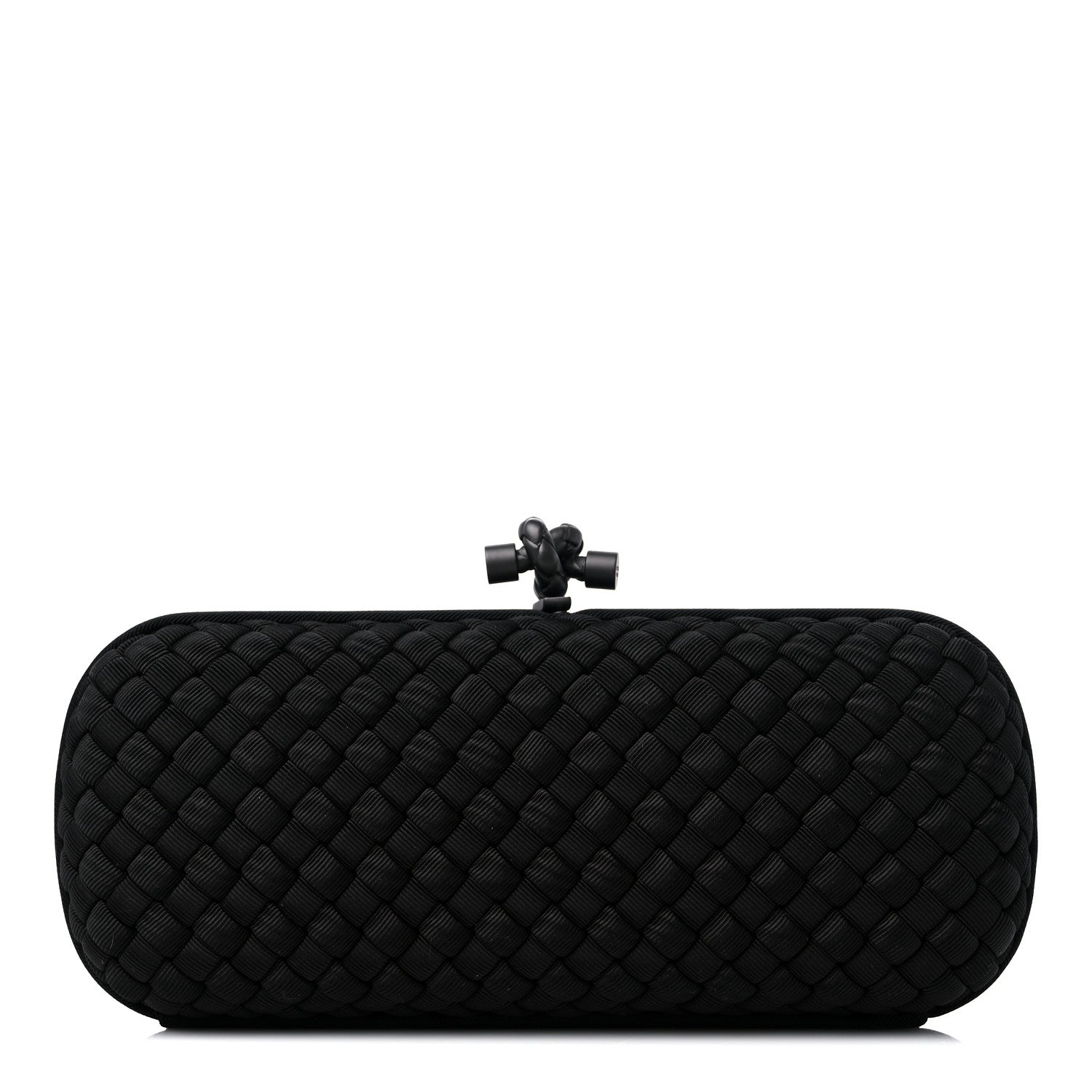 Bottega Veneta Silk Faille Intrecciato Knot Clutch Black 1 of 8