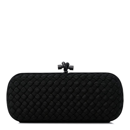 Bottega Veneta Silk Faille Intrecciato Knot Clutch Black 1 of 8