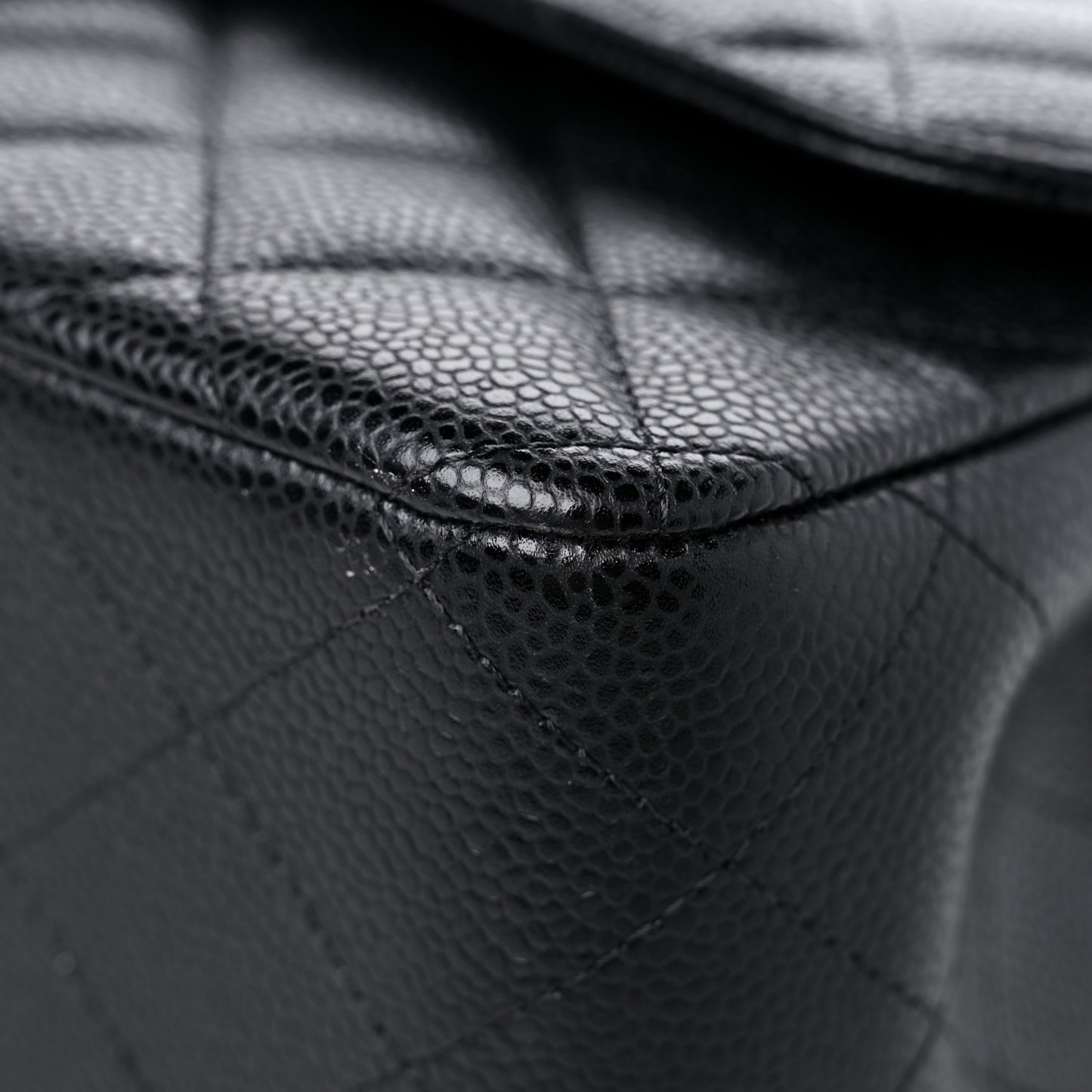 Caviar Quilted Jumbo Double Flap Black
