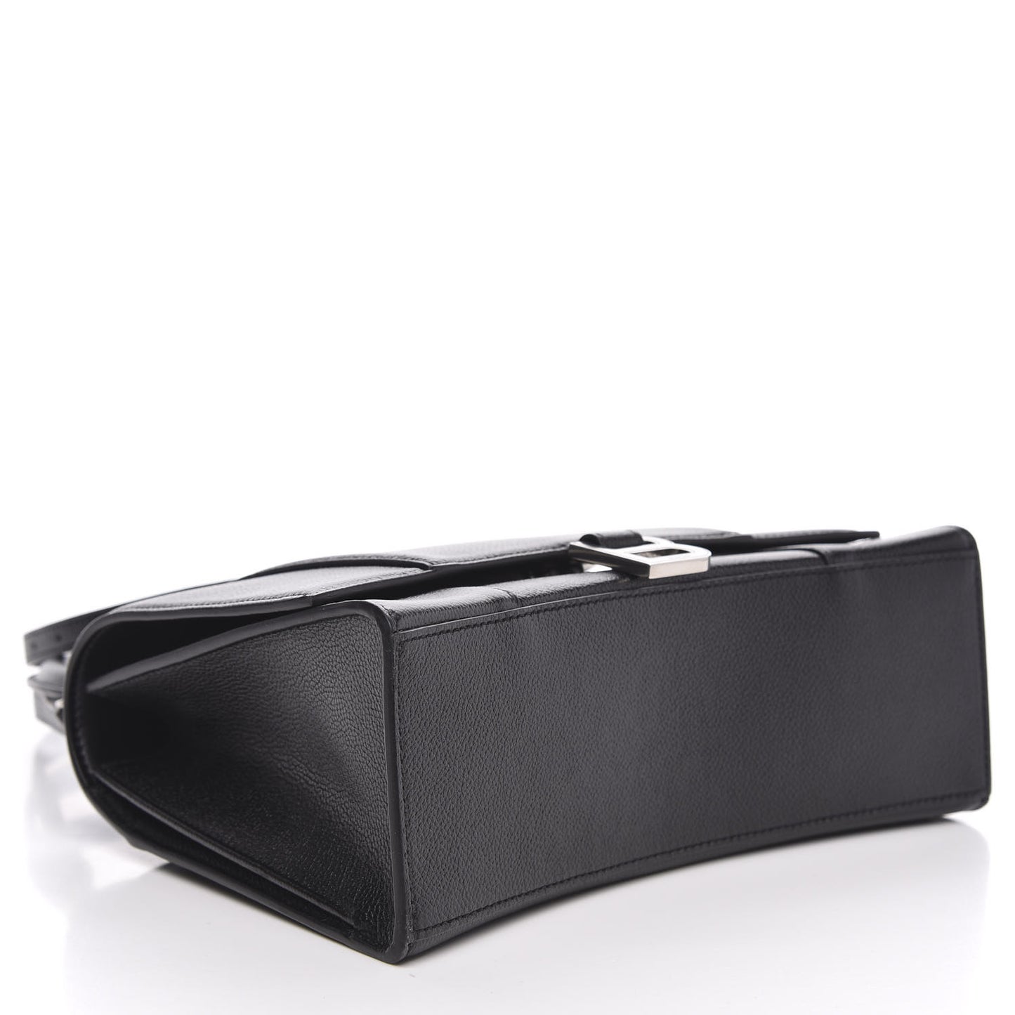 Grained Calfskin Medium Hourglass Top Handle Bag Black