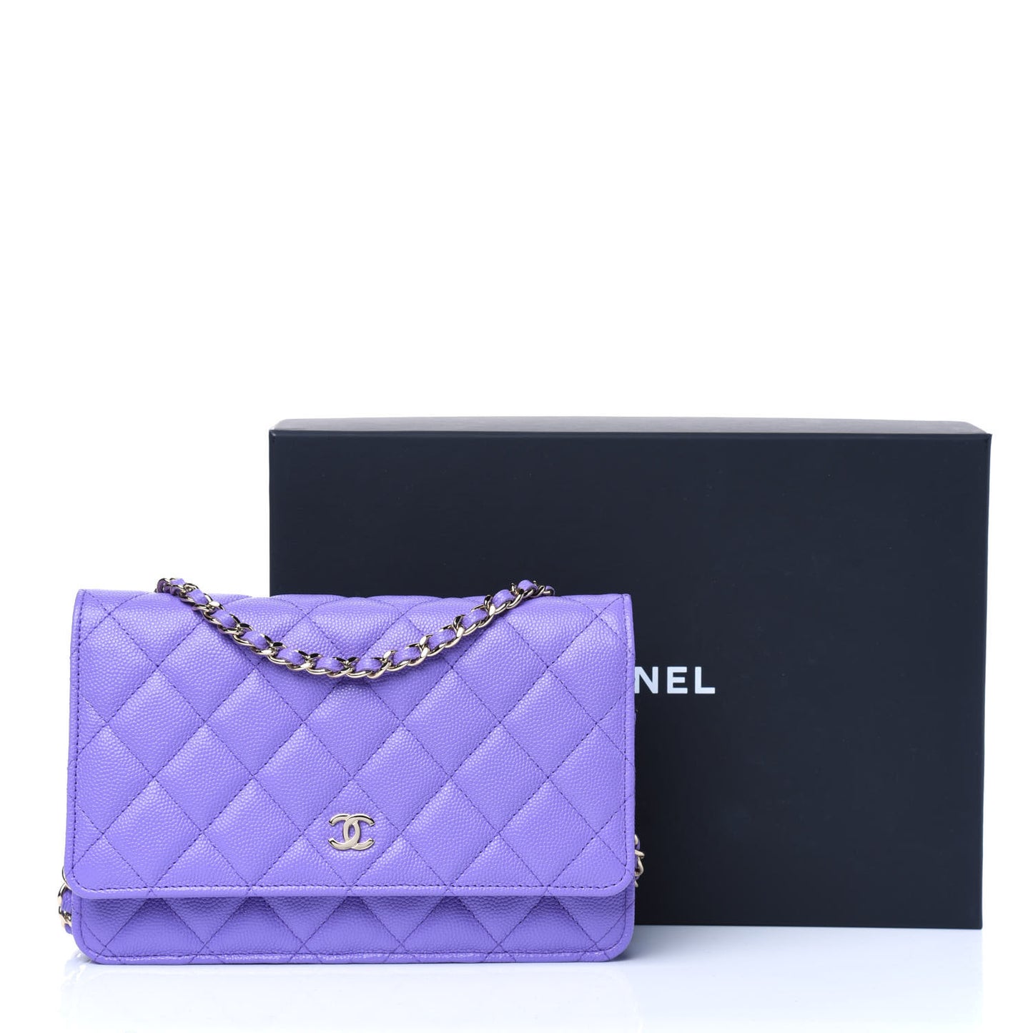 Caviar Quilted Wallet On Chain WOC Purple