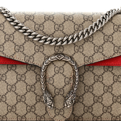 Gucci GG Supreme Monogram Suede Small Dionysus Shoulder Bag Beige Ebony Vulcanic Red 8 of 10