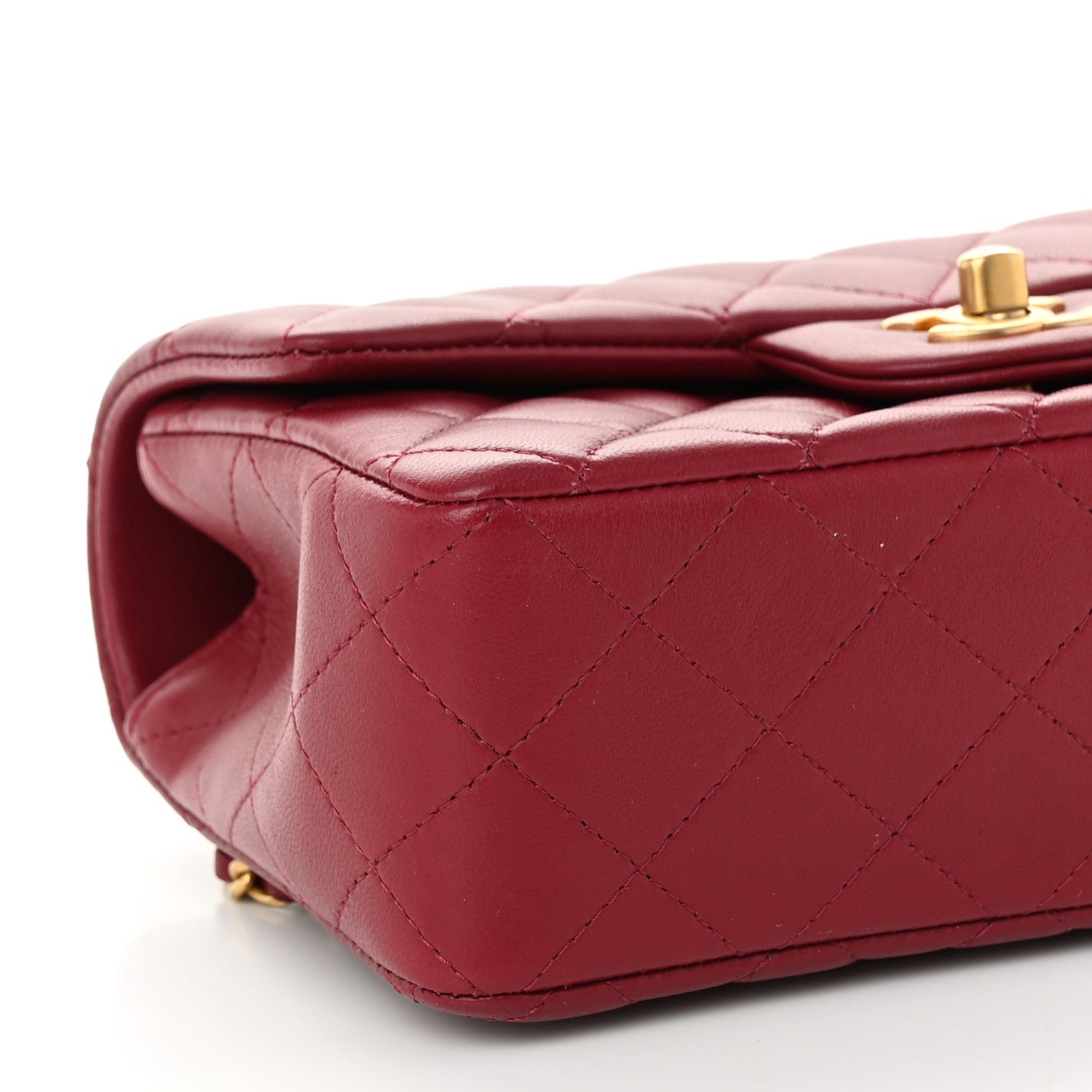 Chanel Lambskin Quilted Mini Top Handle Rectangular Flap Burgundy 9 of 11
