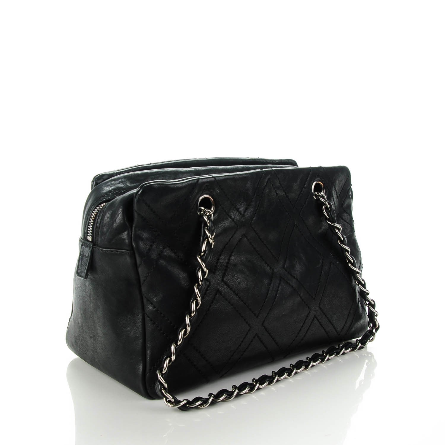 Chanel Calfskin Large Diamond Stitch Tote Black 3 of 7