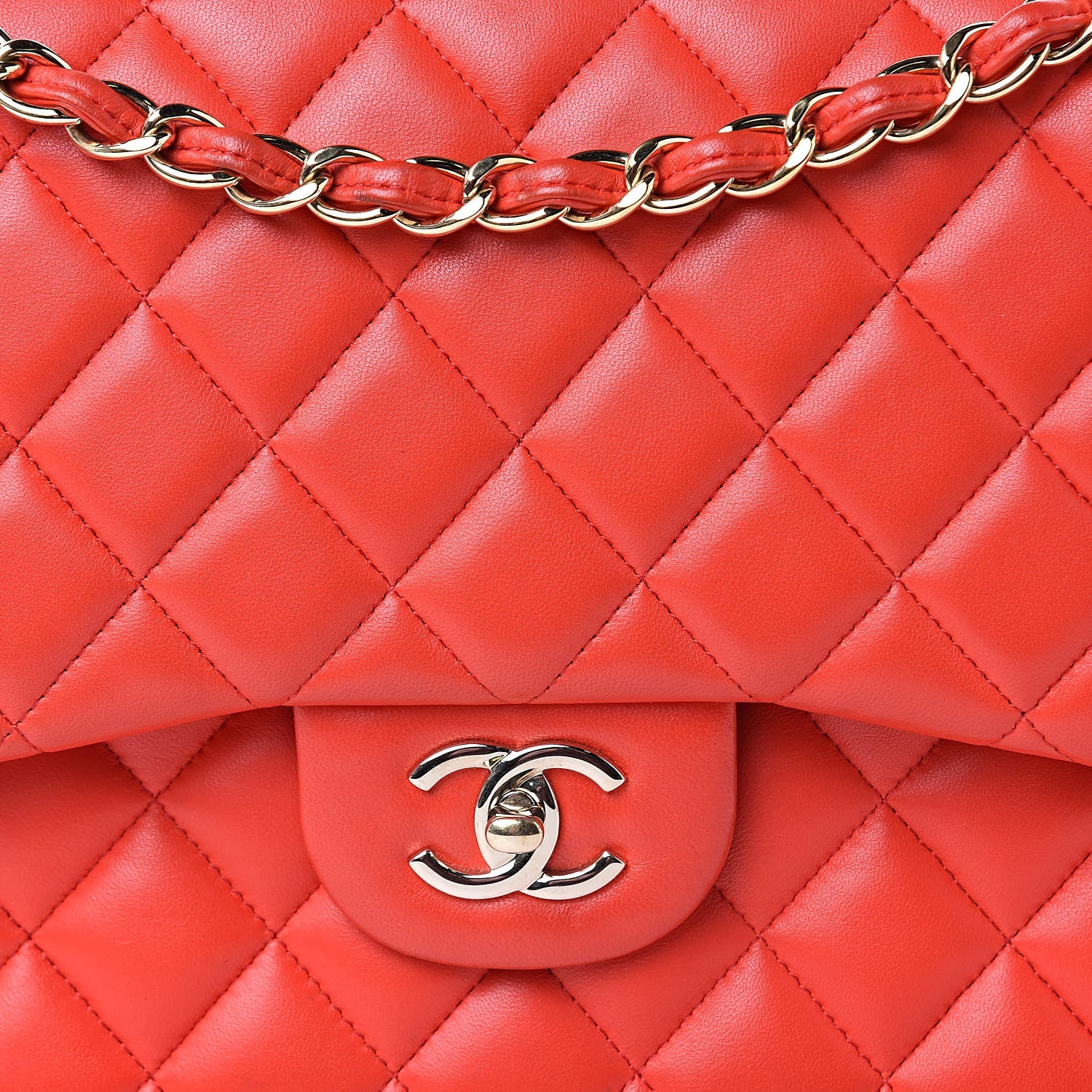Chanel Lambskin Quilted Jumbo Double Flap Red 11 of 18
