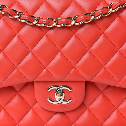 Chanel Lambskin Quilted Jumbo Double Flap Red 11 of 18