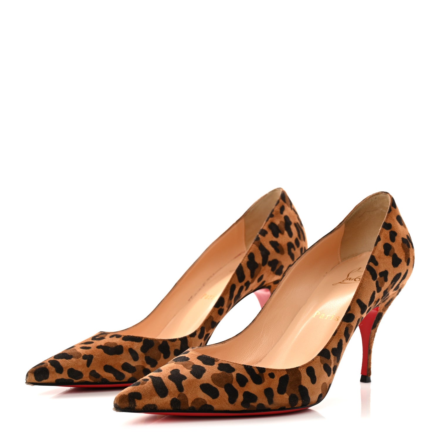 Christian Louboutin Veau Velours Leopard Clare 80 Pumps 37.5 Caramel 3 of 9