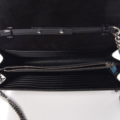 Saint Laurent Metallic Crackled Calfskin Monogram Chain Wallet Acciaio Nero 5 of 8