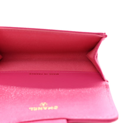 Chanel Caviar Quilted Flap Card Holder Wallet Dark Pink 5 of 11