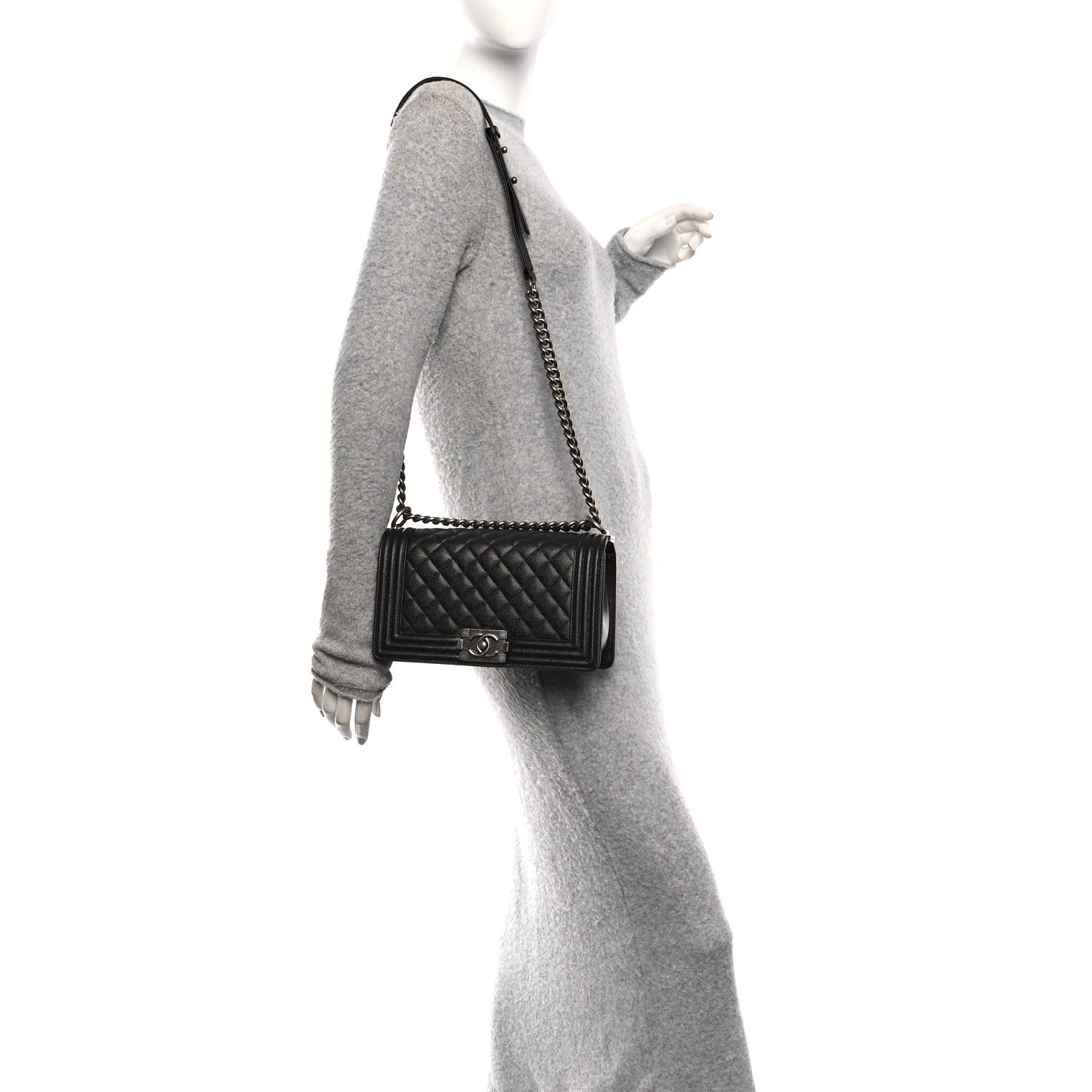 Chanel Caviar Quilted Medium Boy Flap Black 2 of 10