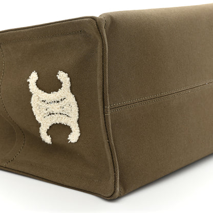 Celine Canvas Calfskin Embroidered Triomphe Large Cabas Thais Khaki Tan 8 of 13