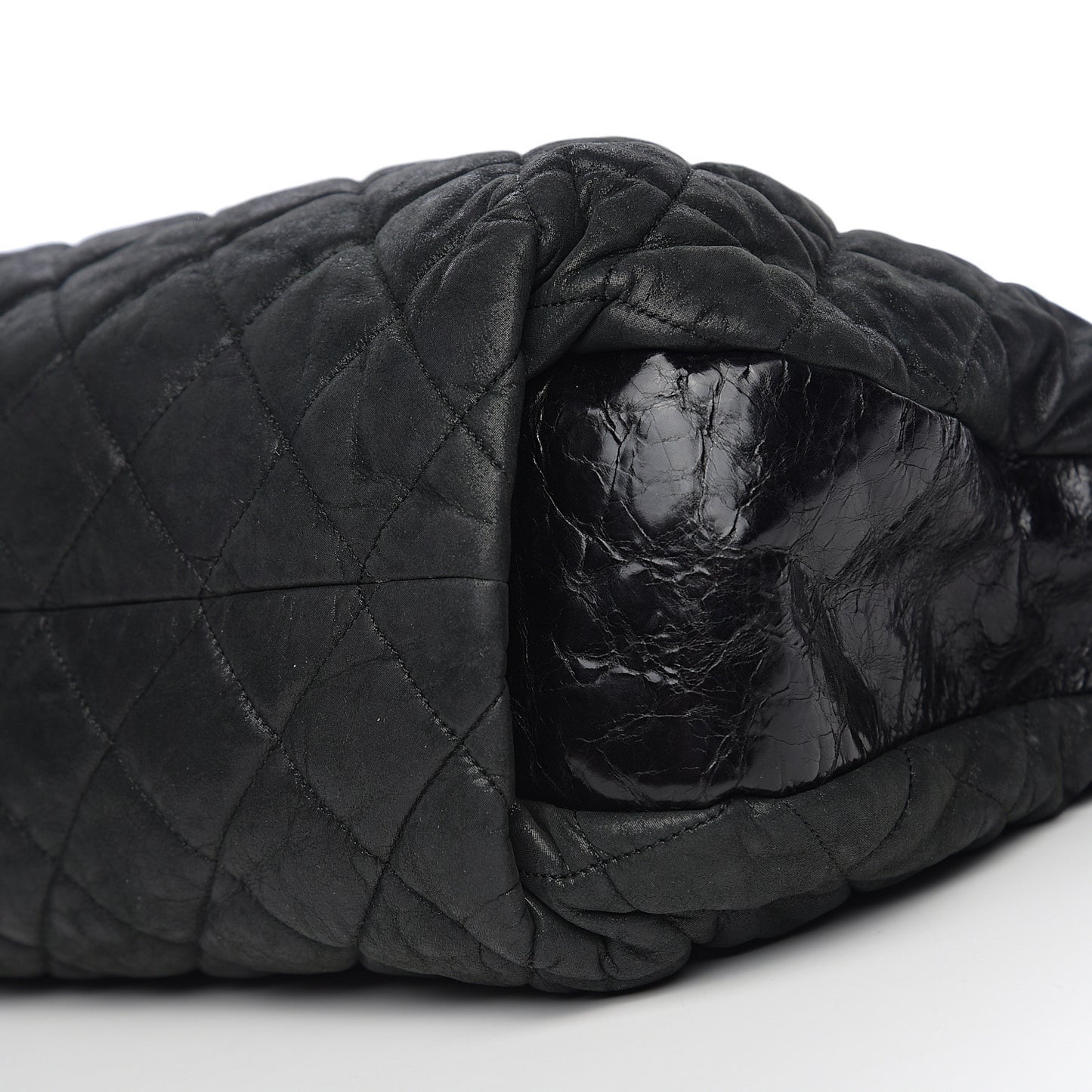Iridescent Calfskin Quilted Coco Daily Dark Grey