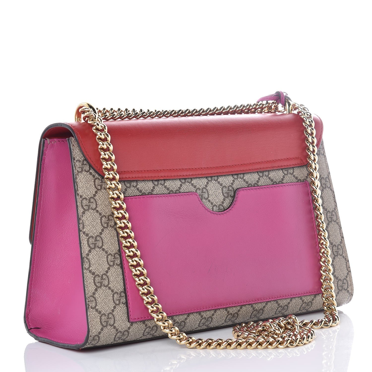 Gucci GG Supreme Monogram Calfskin Medium Padlock Shoulder Bag Beige Hibiscus Red New Rosette 3 of 9