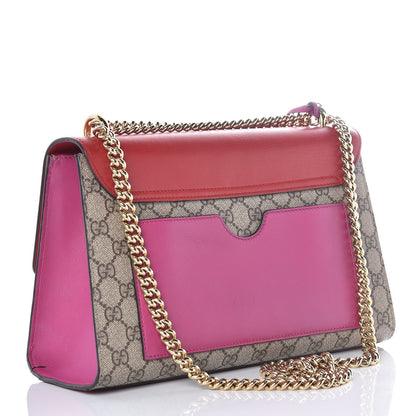 Gucci GG Supreme Monogram Calfskin Medium Padlock Shoulder Bag Beige Hibiscus Red New Rosette 3 of 9