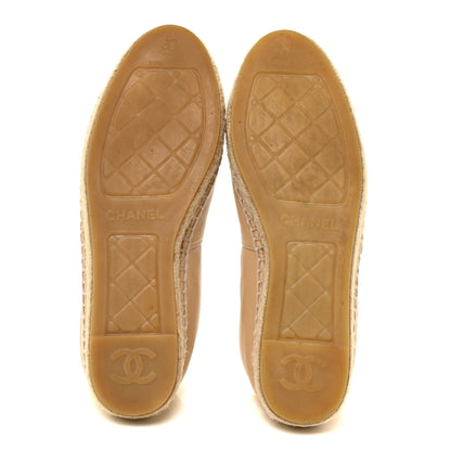 Chanel Lambskin CC Espadrilles 37 Beige Black 5 of 13