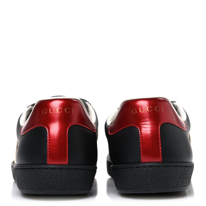 Gucci Calfskin Stripe Mens New Ace Sneakers 8.5 Black Ecru Red Flame 6 of 11