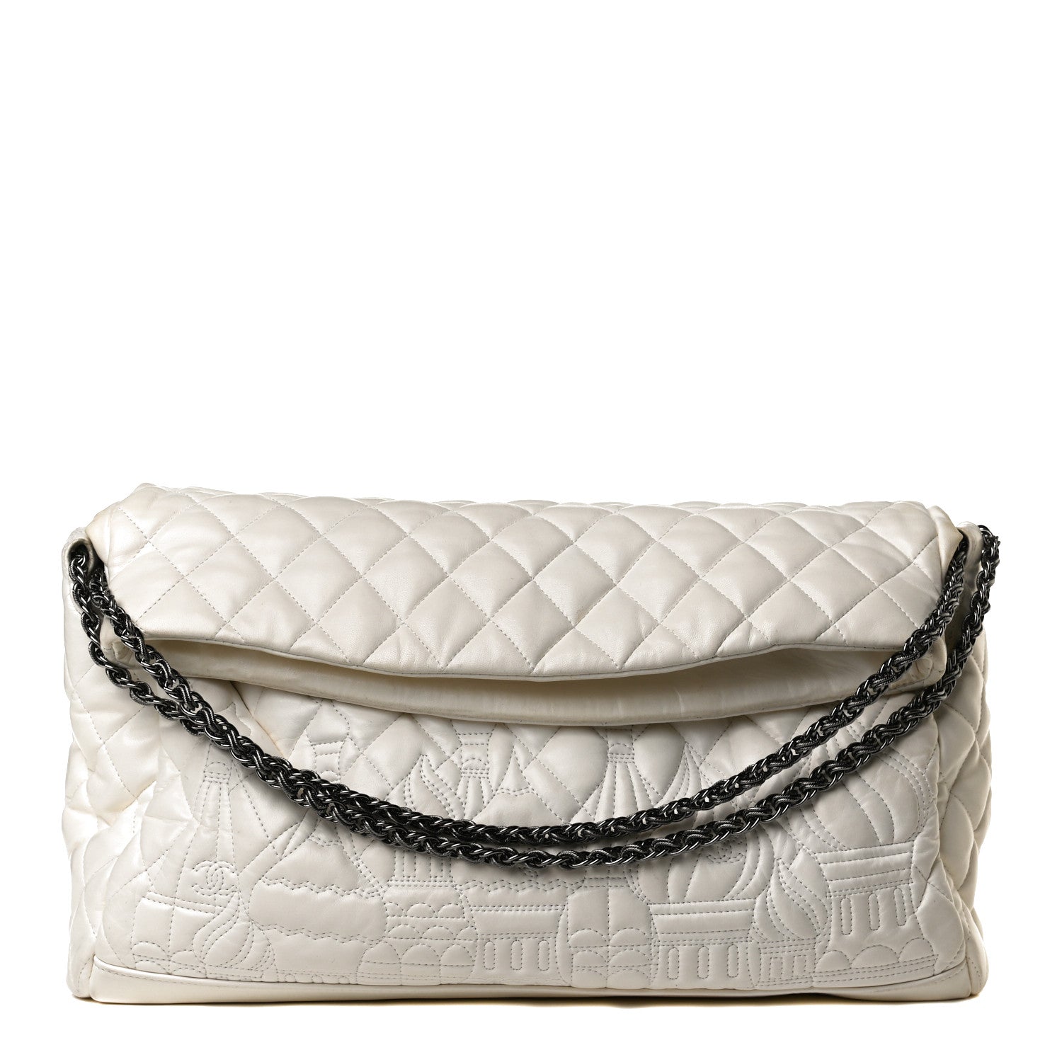 Chanel Lambskin Quilted Large Paris Moscou Red Square Bag Ivory 1 of 12