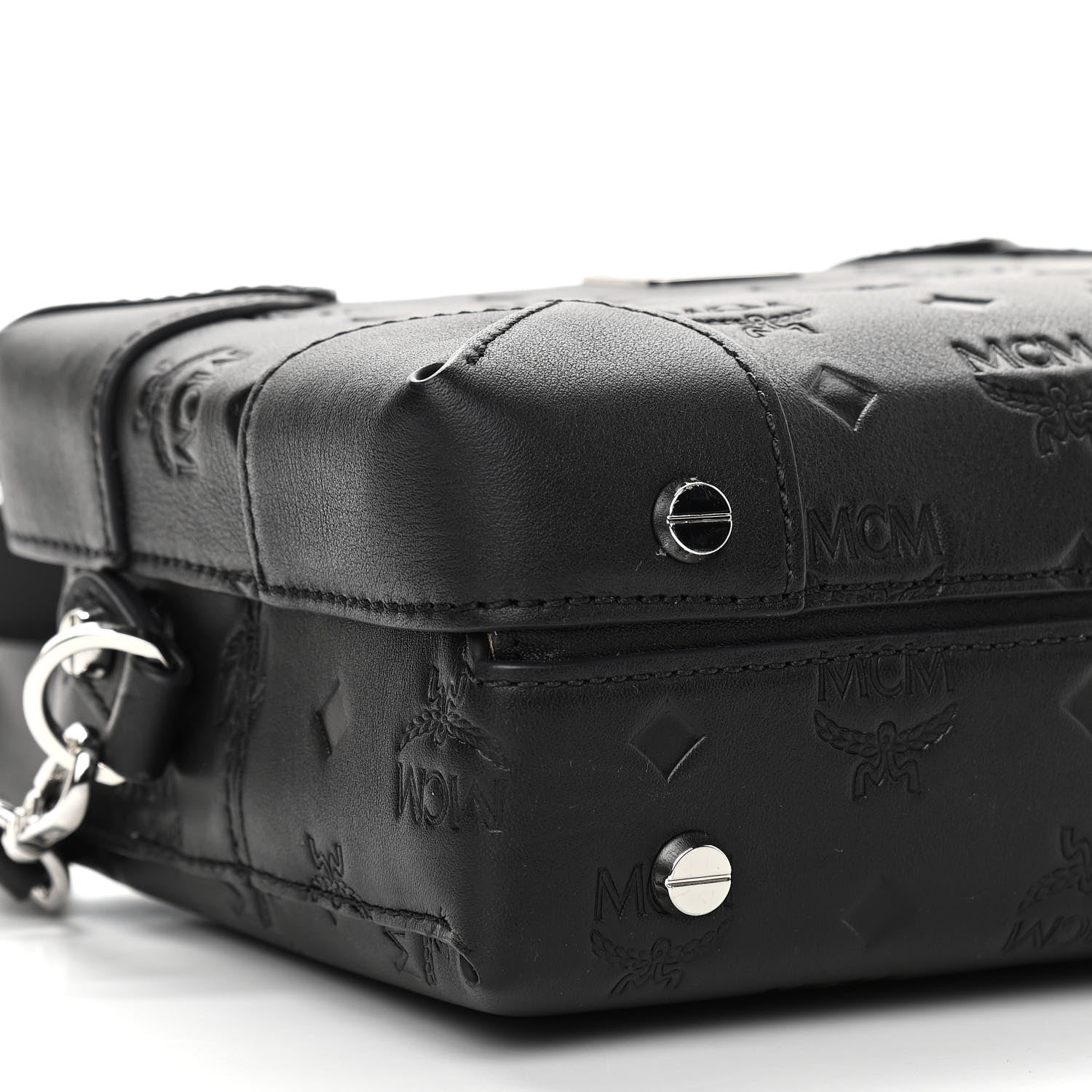MCM Calfskin Ottomar Monogram Soft Berlin Crossbody Black 8 of 10