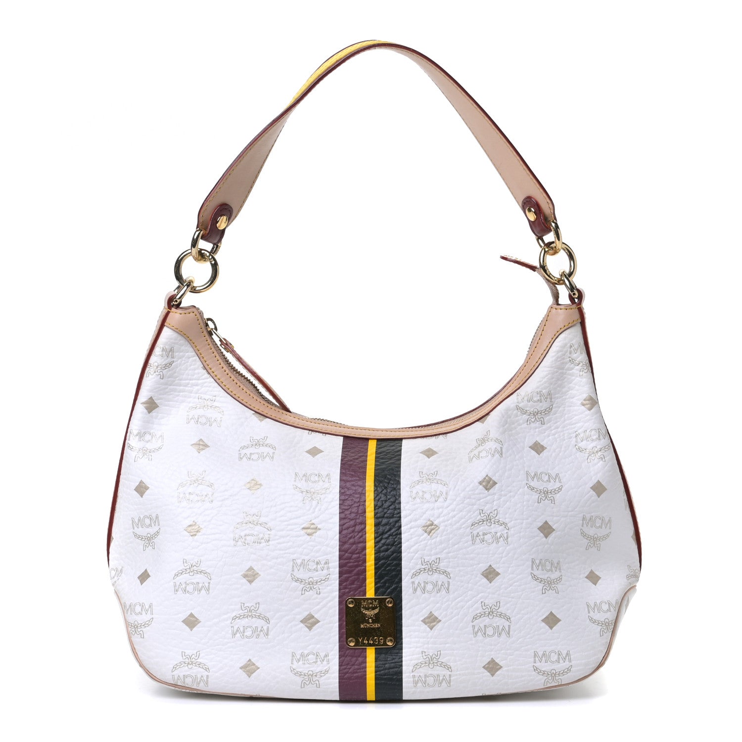 MCM Visetos Striped Hobo White 1 of 4