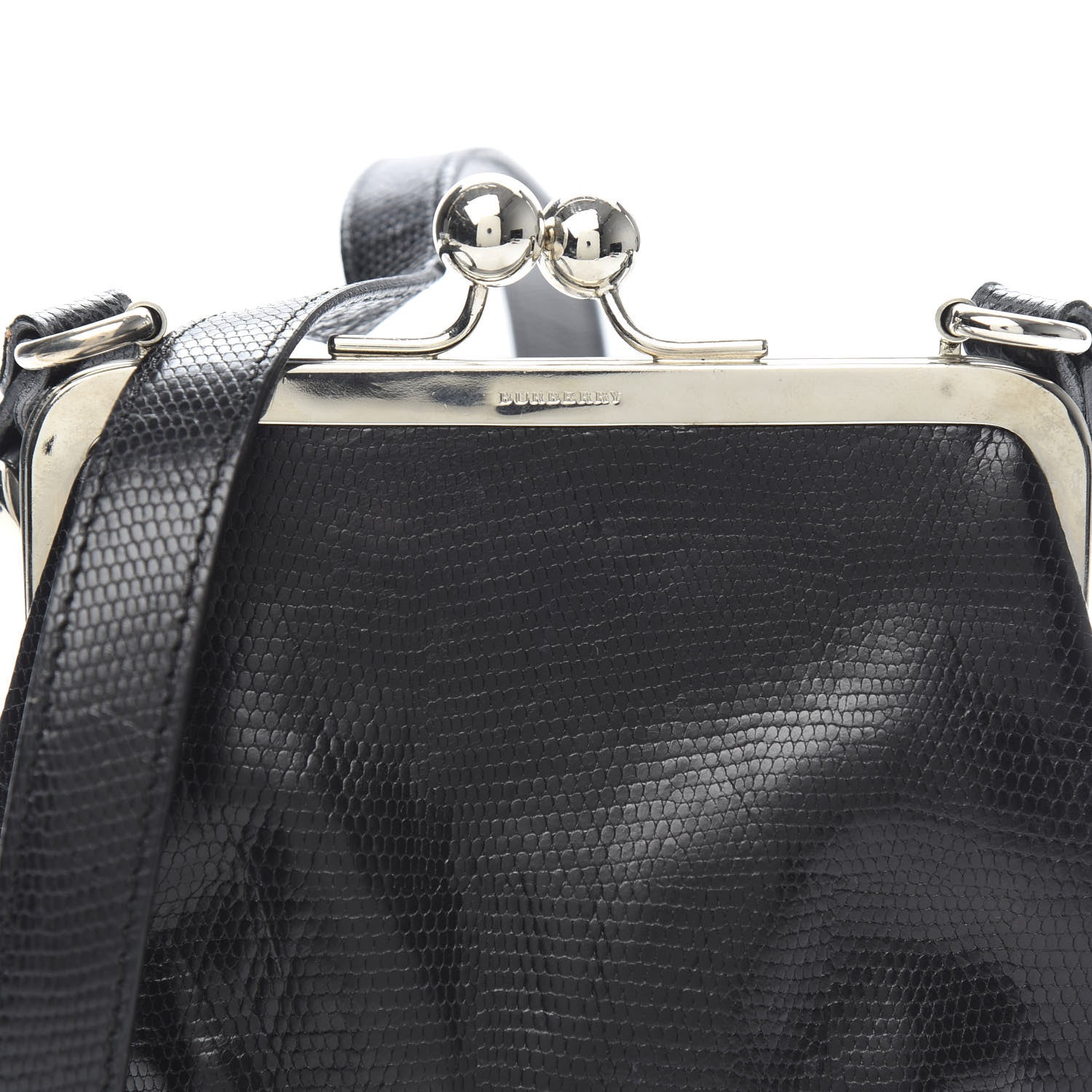 Burberry Calfskin Lizard Embossed Frame Crossbody Bag Black 12 of 12