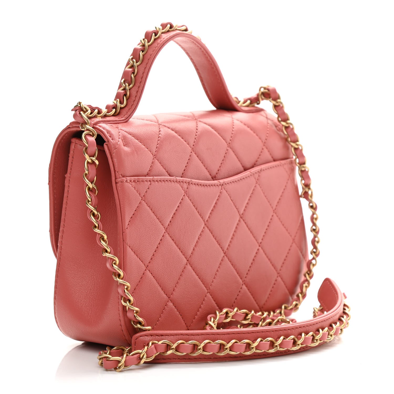 Chanel Lambskin Quilted Small Chain Infinity Top Handle Flap Dark Red 3 of 11