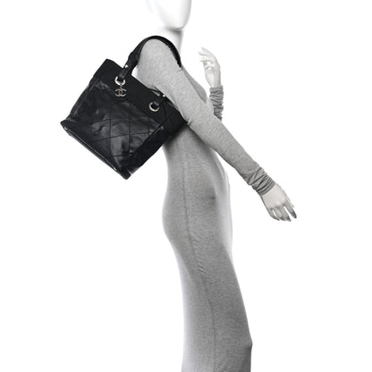 Chanel Coated Canvas Quilted Small Paris Biarritz Tote Black 2 of 12