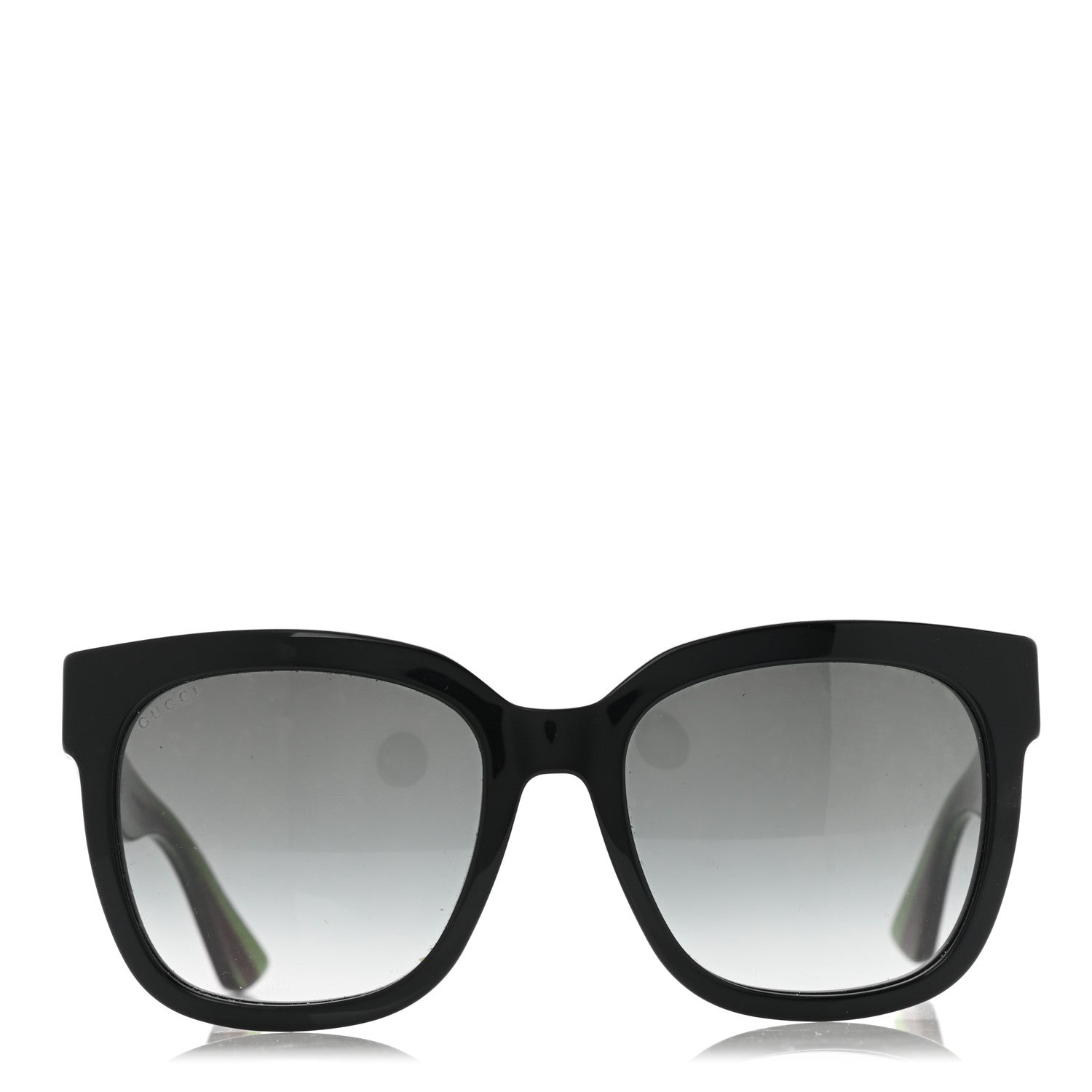 Gucci Acetate Square Frame Web Glitter Sunglasses GG0034S Black Green 3 of 7