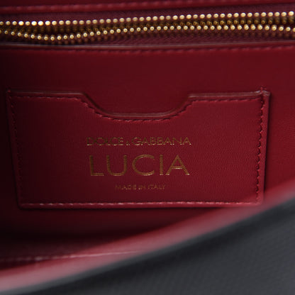 Dolce & Gabbana Iguana Calfskin Embossed Lucia Top Handle Bag Black 6 of 9