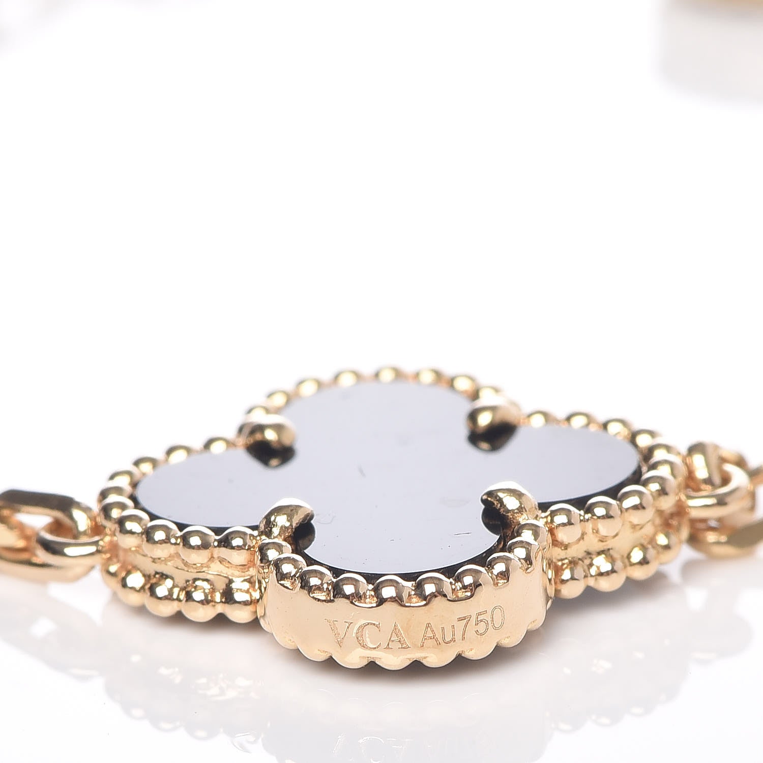 Van Cleef & Arpels 18K Yellow Gold Black Onyx 5 Motifs Vintage Alhambra Bracelet 5 of 7