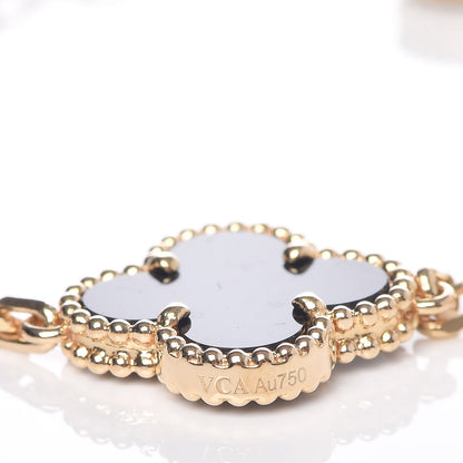Van Cleef & Arpels 18K Yellow Gold Black Onyx 5 Motifs Vintage Alhambra Bracelet 5 of 7