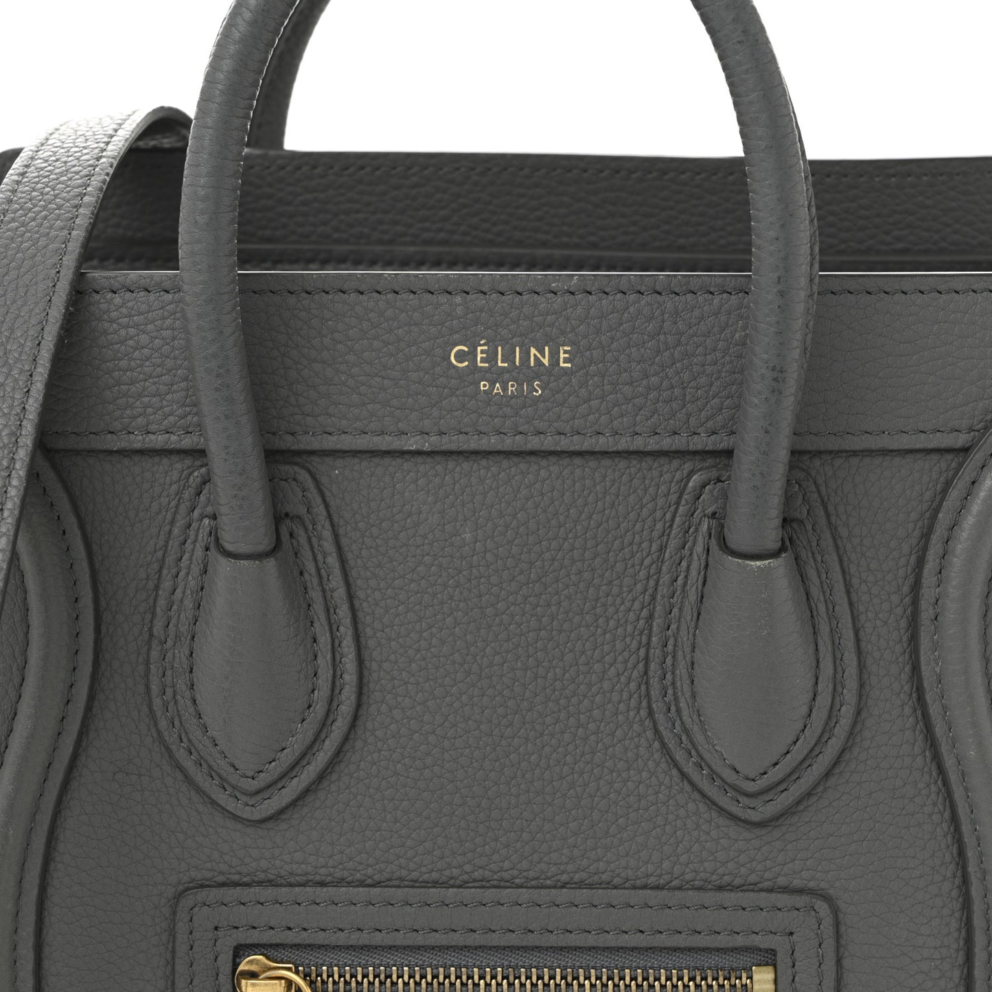 Drummed Calfskin Nano Luggage Kohl