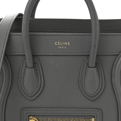 Celine Drummed Calfskin Nano Luggage Kohl 8 of 12