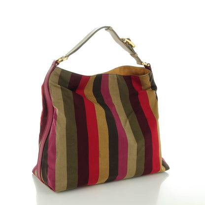 Fendi Canvas Striped Pequin Hobo Multicolor 3 of 7