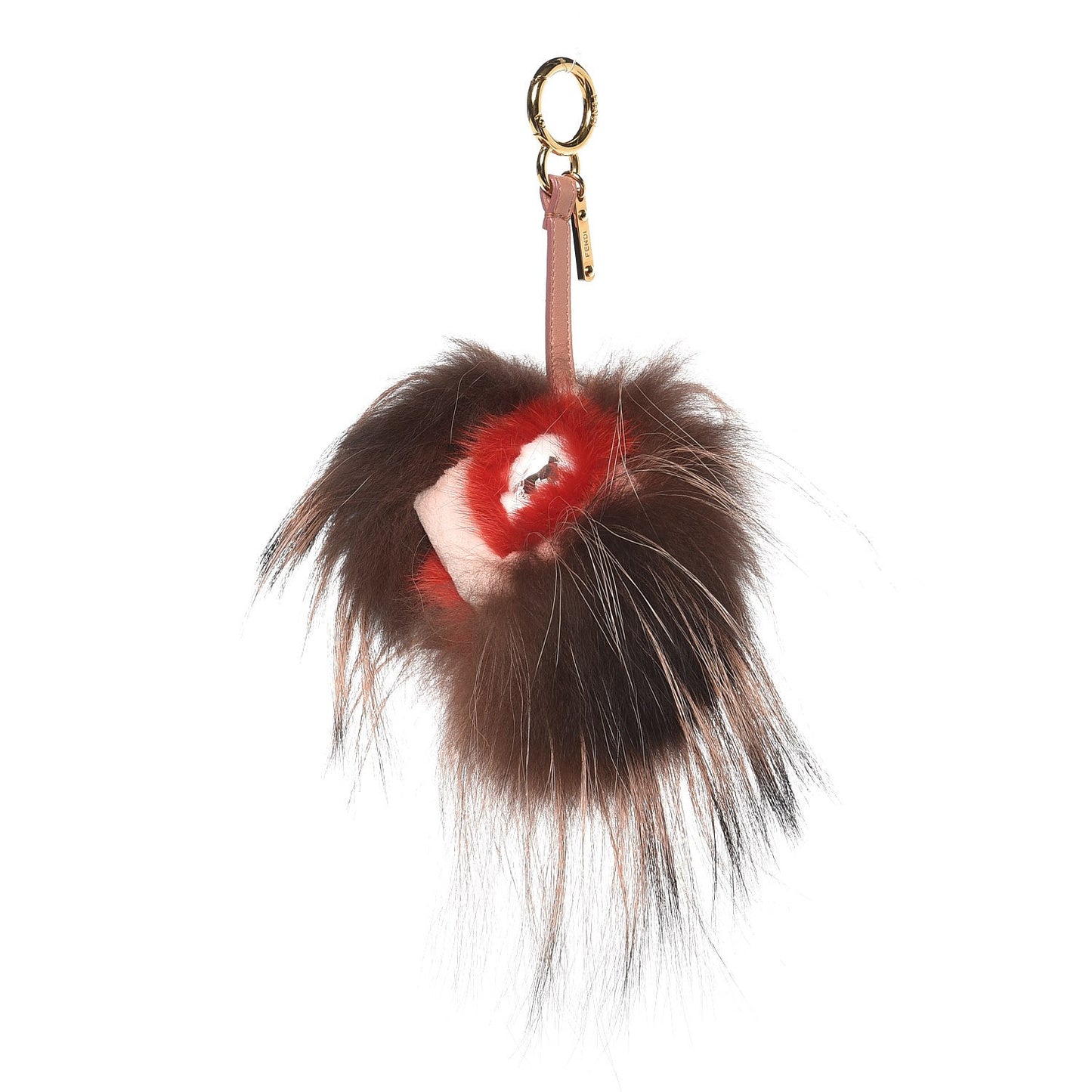 Rabbit Mink Fox Fur Furry Yang Monster Bag Bug Charm Red Pink