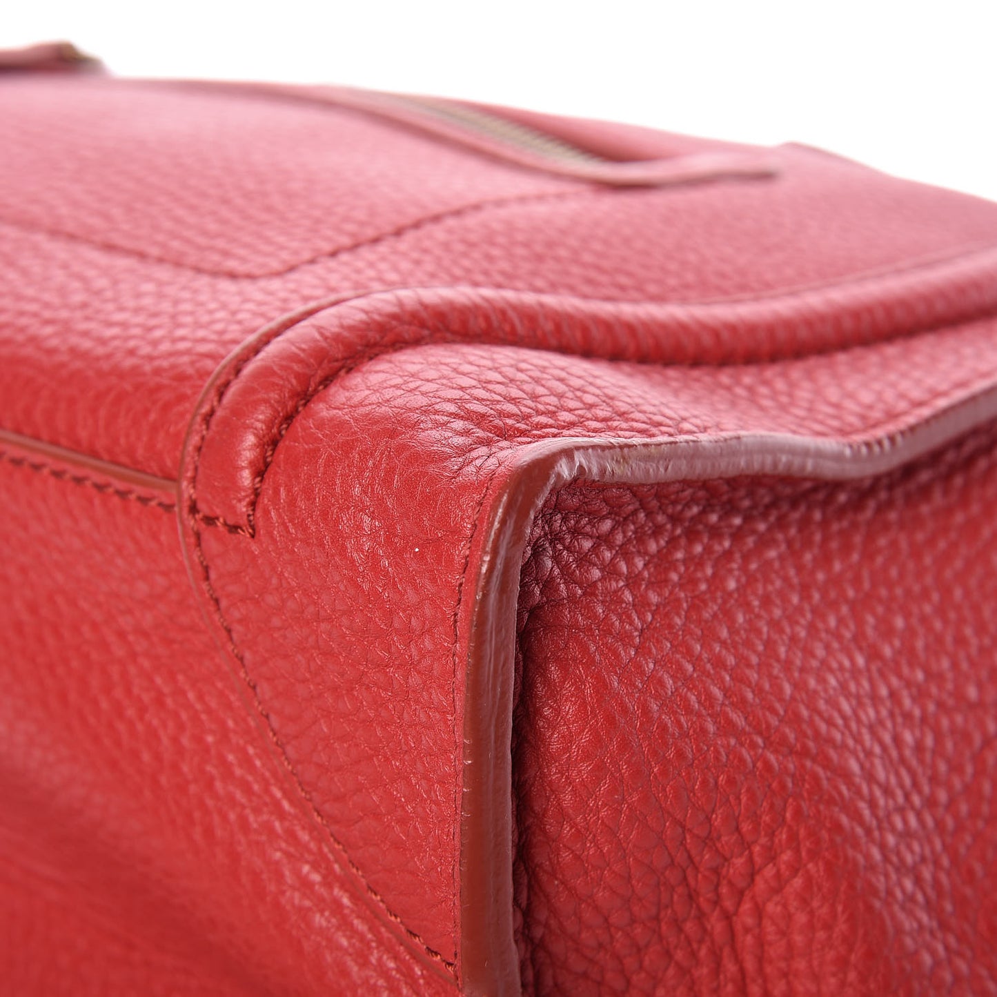 Drummed Calfskin Mini Luggage Red