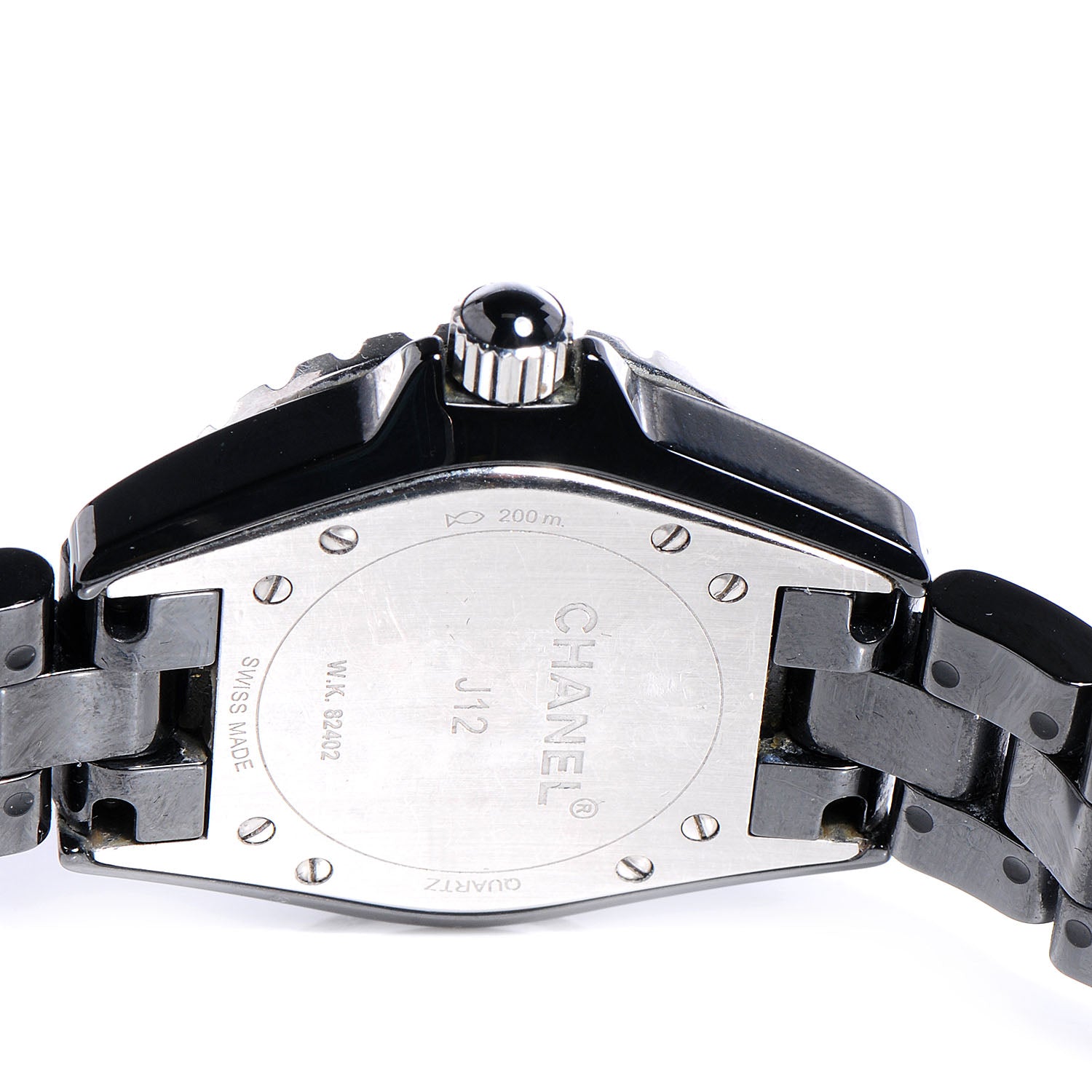 Chanel Stainless Steel Ceramic Diamond Pave Bezel 33mm J12 Quartz Watch Black 5 of 6