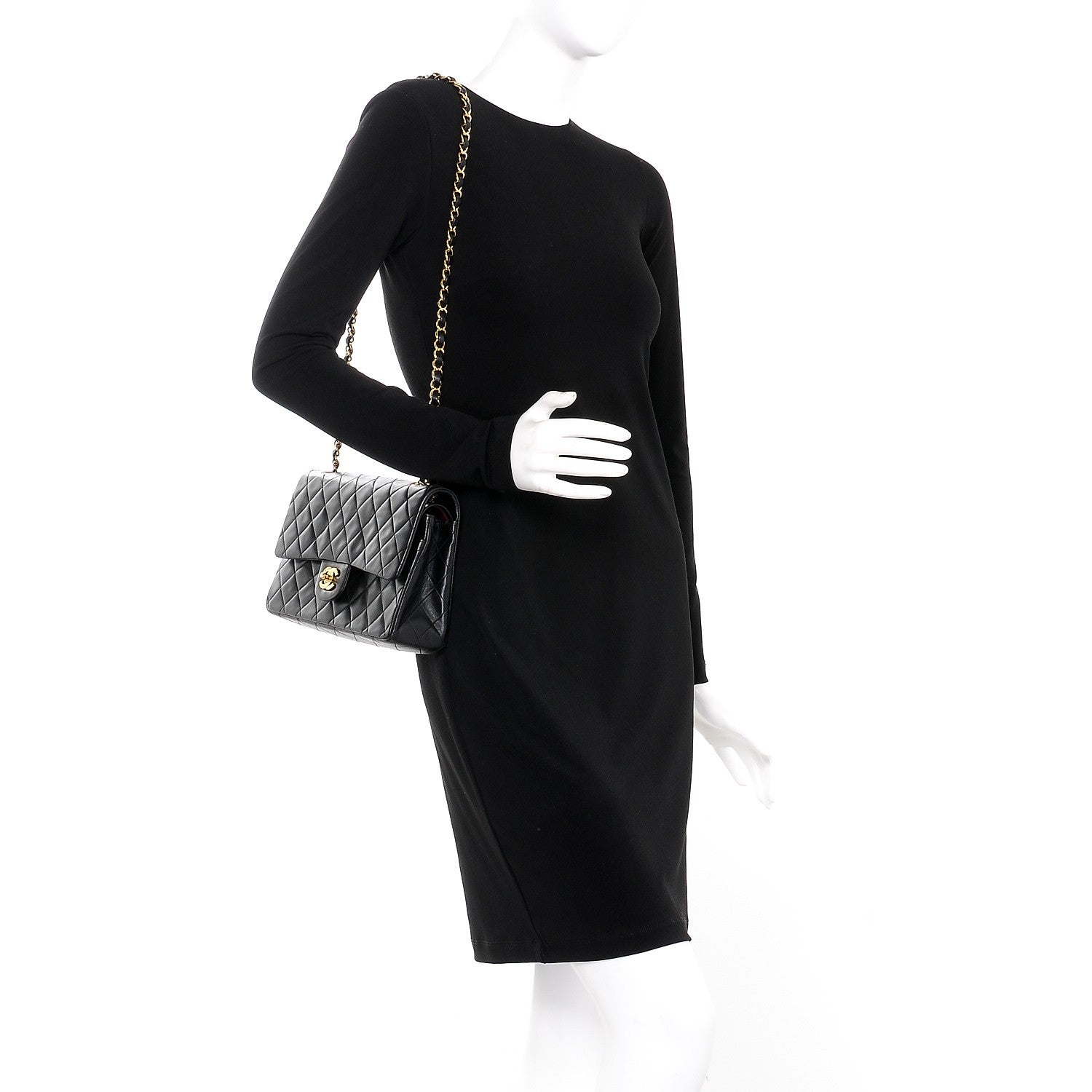 Chanel Lambskin Quilted Medium Double Flap Black 2 of 10