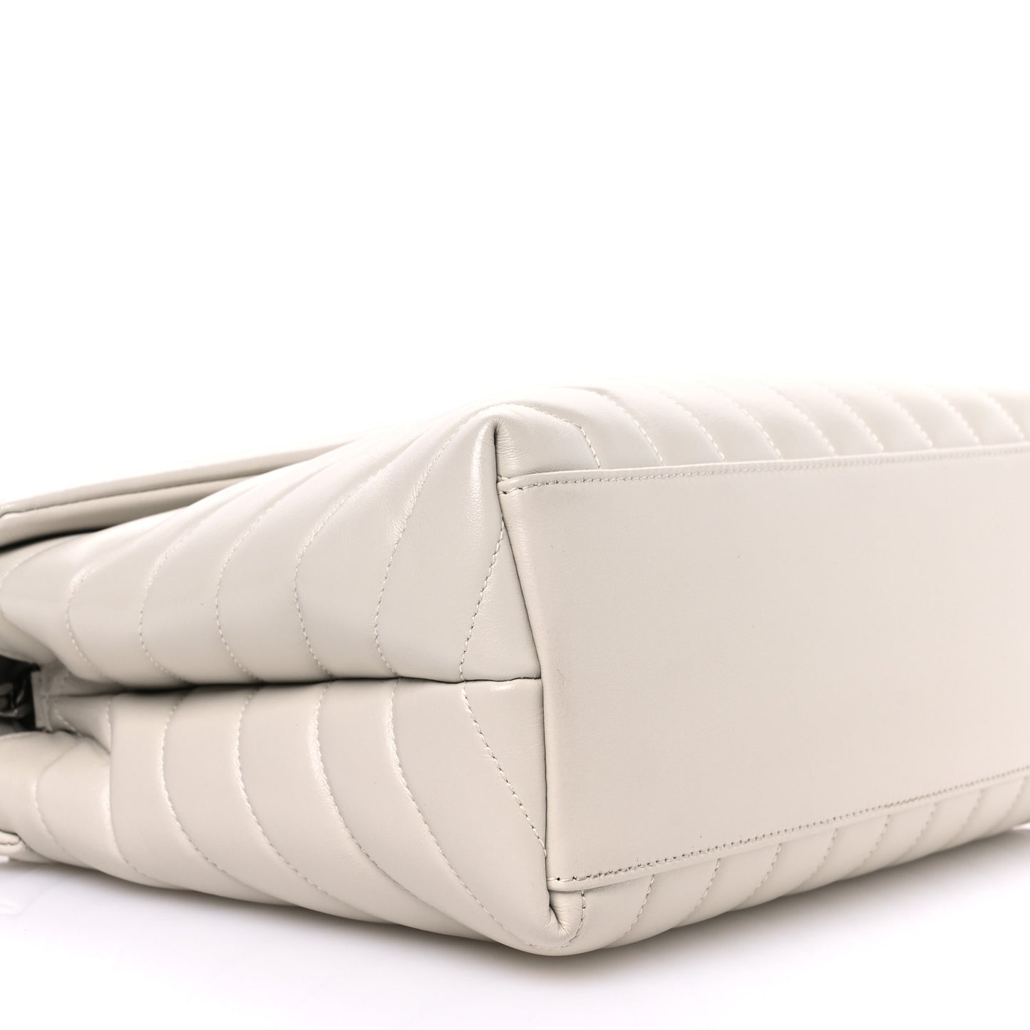 Calfskin Y Quilted Monogram Medium Loulou Chain Satchel Blanc Vintage