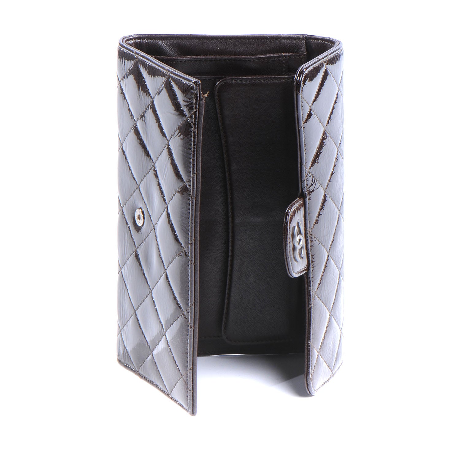 Chanel Patent Quilted Large Flap Wallet Brown 5 of 7