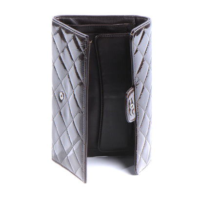 Chanel Patent Quilted Large Flap Wallet Brown 5 of 7