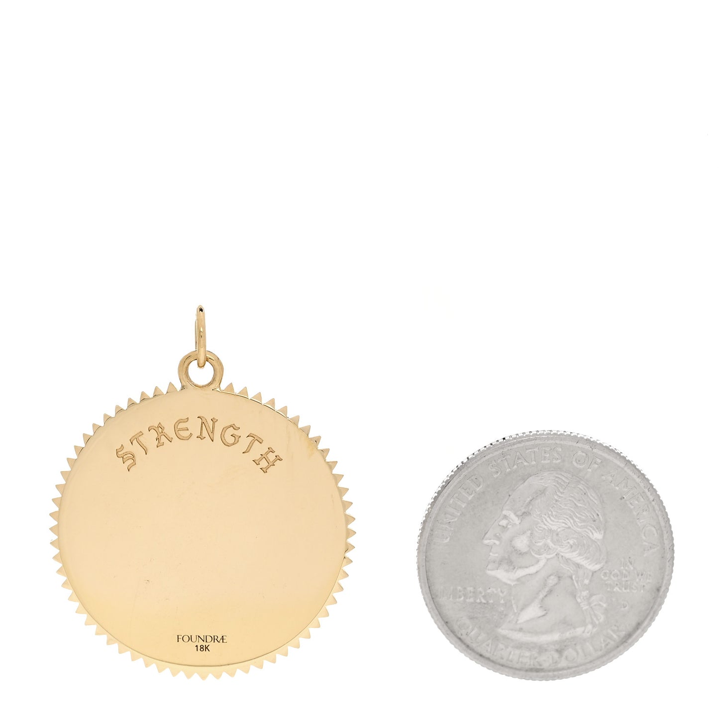 18K Yellow Gold Diamond Large Strength Medallion Pendant