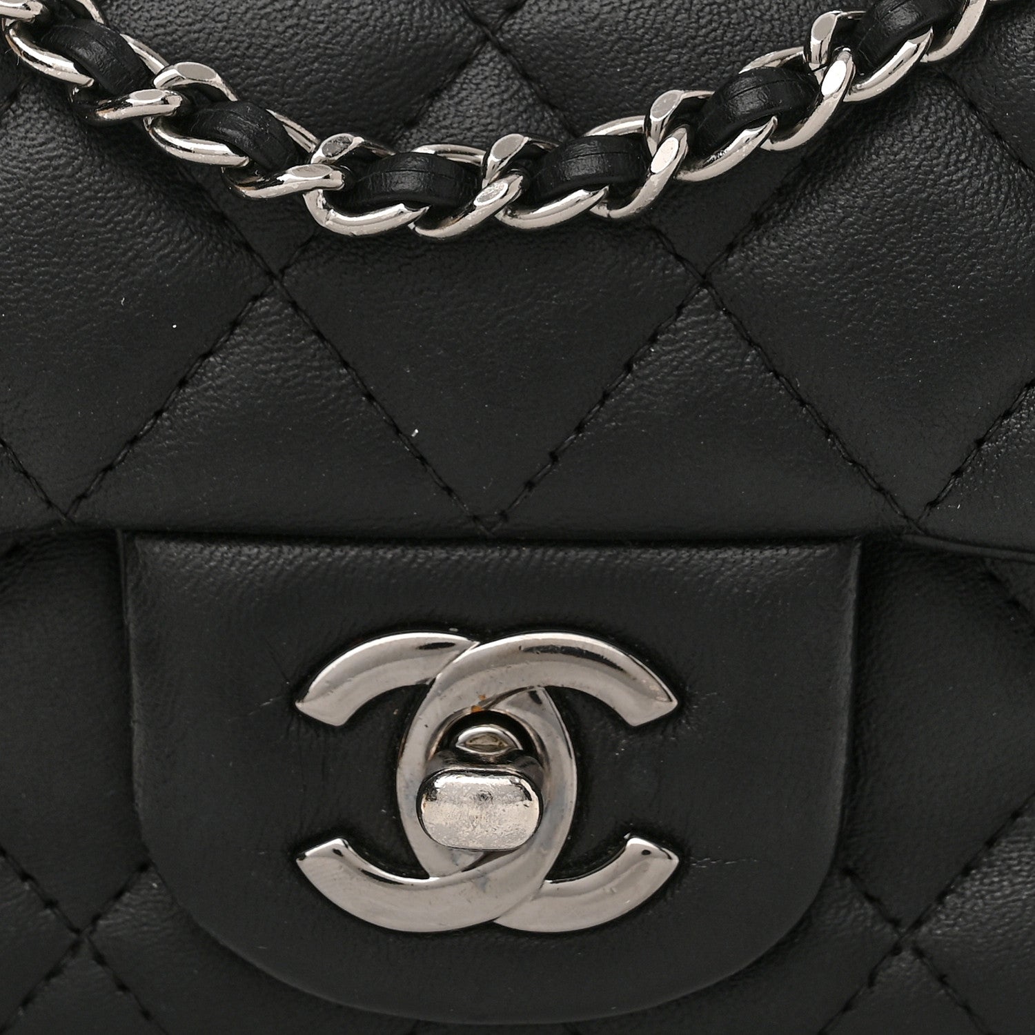 Chanel Lambskin Quilted Extra Mini Rectangular Flap Black 8 of 12