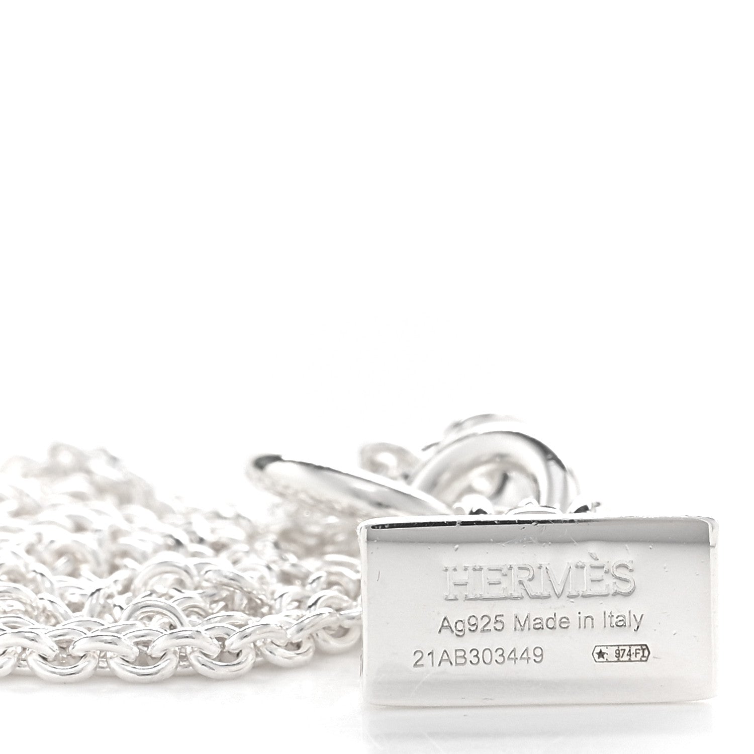 Hermes Sterling Silver Birkin Amulette Pendant Necklace 4 of 4