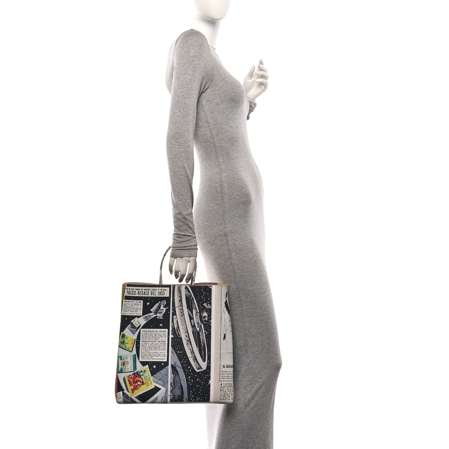 Printed Calfskin Medium Newspaper Tote Bag