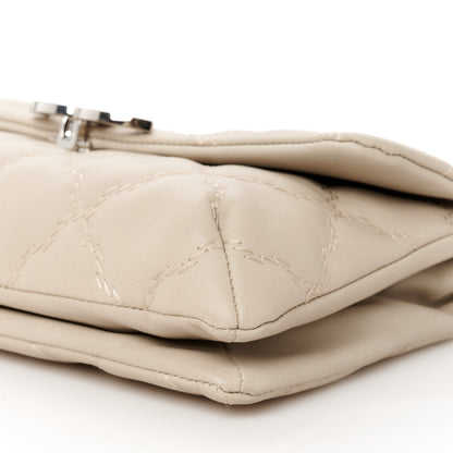Chanel Calfskin Quilted Double Stitch Hamptons Clutch with Chain Beige Clair 9 of 11