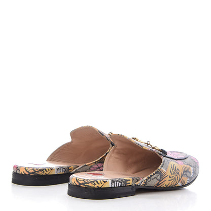 Gucci GG Supreme Monogram Bengal Womens Princetown Slippers 35 Beige Crop Pink 4 of 15