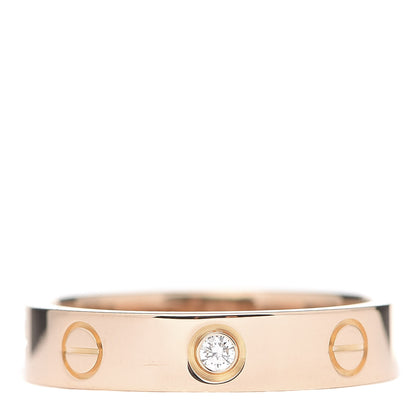 Cartier 18K Pink Gold Diamond 4mm LOVE Wedding Band Ring 51 5.75 1 of 5