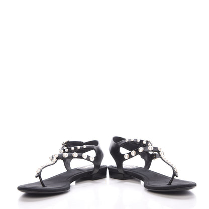 Chanel Lambskin Pearl Thong Sandals 38 Black 17 of 24